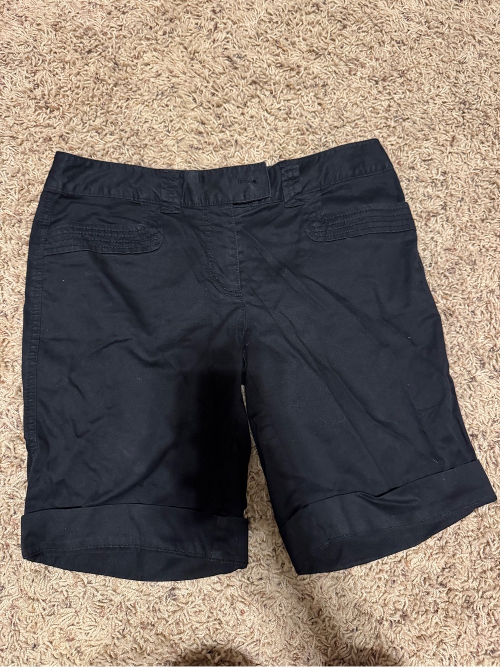 White House Black Market Black Bermuda Shorts with Cuffed Hem